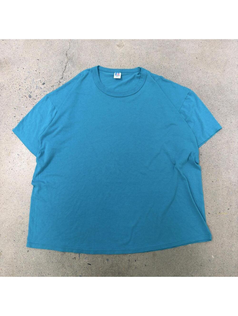 Vintage 90s Russell Athletic Teal Single Stitch T shirt Size XXL